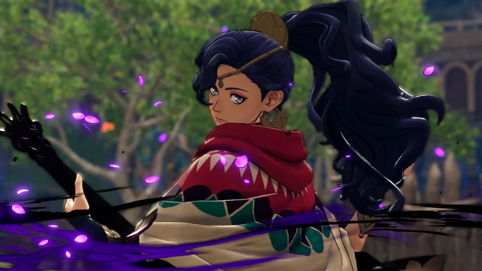 Leda plays an instrument when using her Blaze Arts. Here, she is using the Song of Beasts, which summons a Demonic Beast to the player's side.