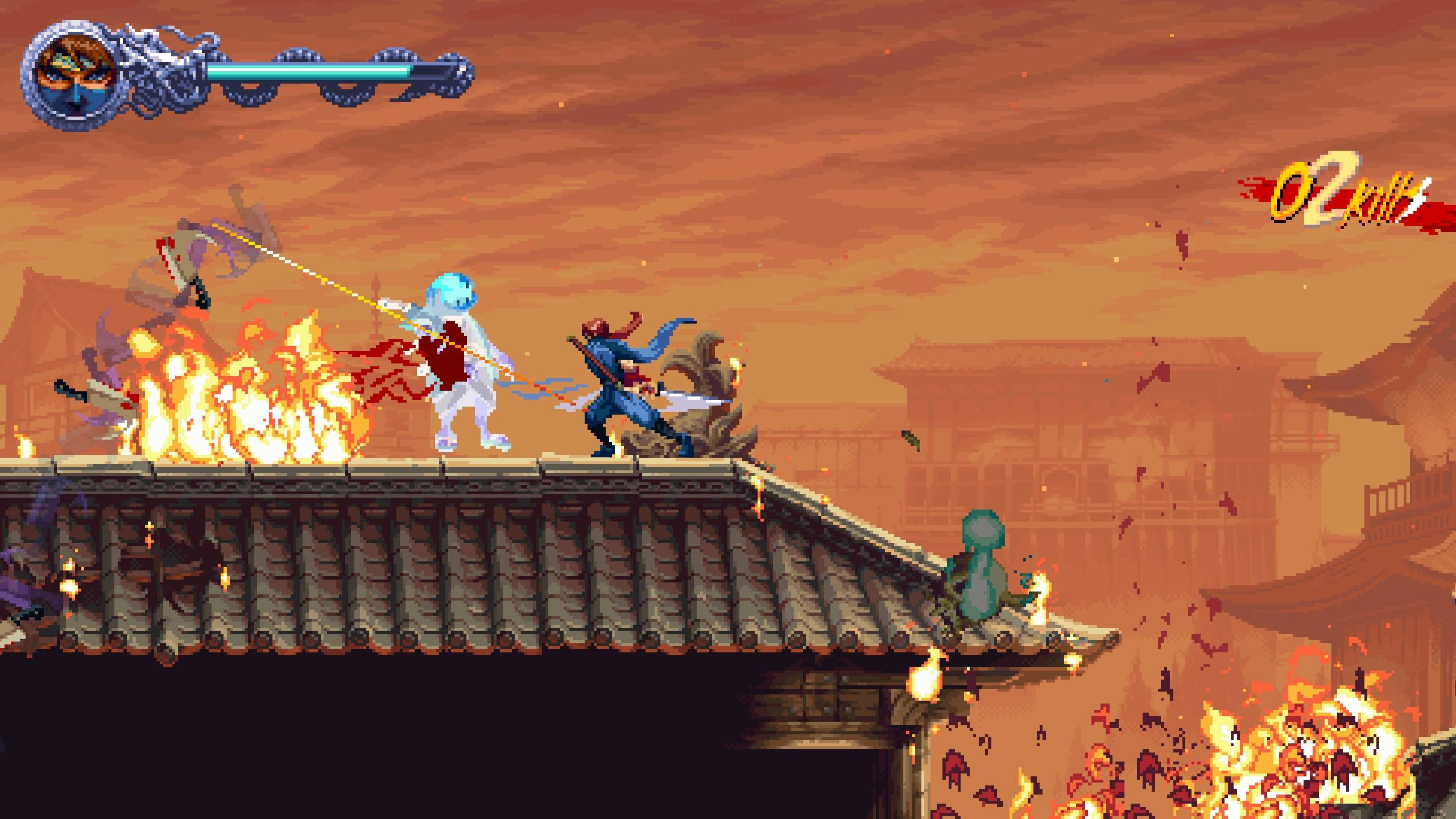 Combat plays out fairly simply in NINJA GAIDEN: Ragebound. Initially, Kenji only has access to basic slashes, as well as the Guillotine Boost. Still, more than enough to take out early enemies.