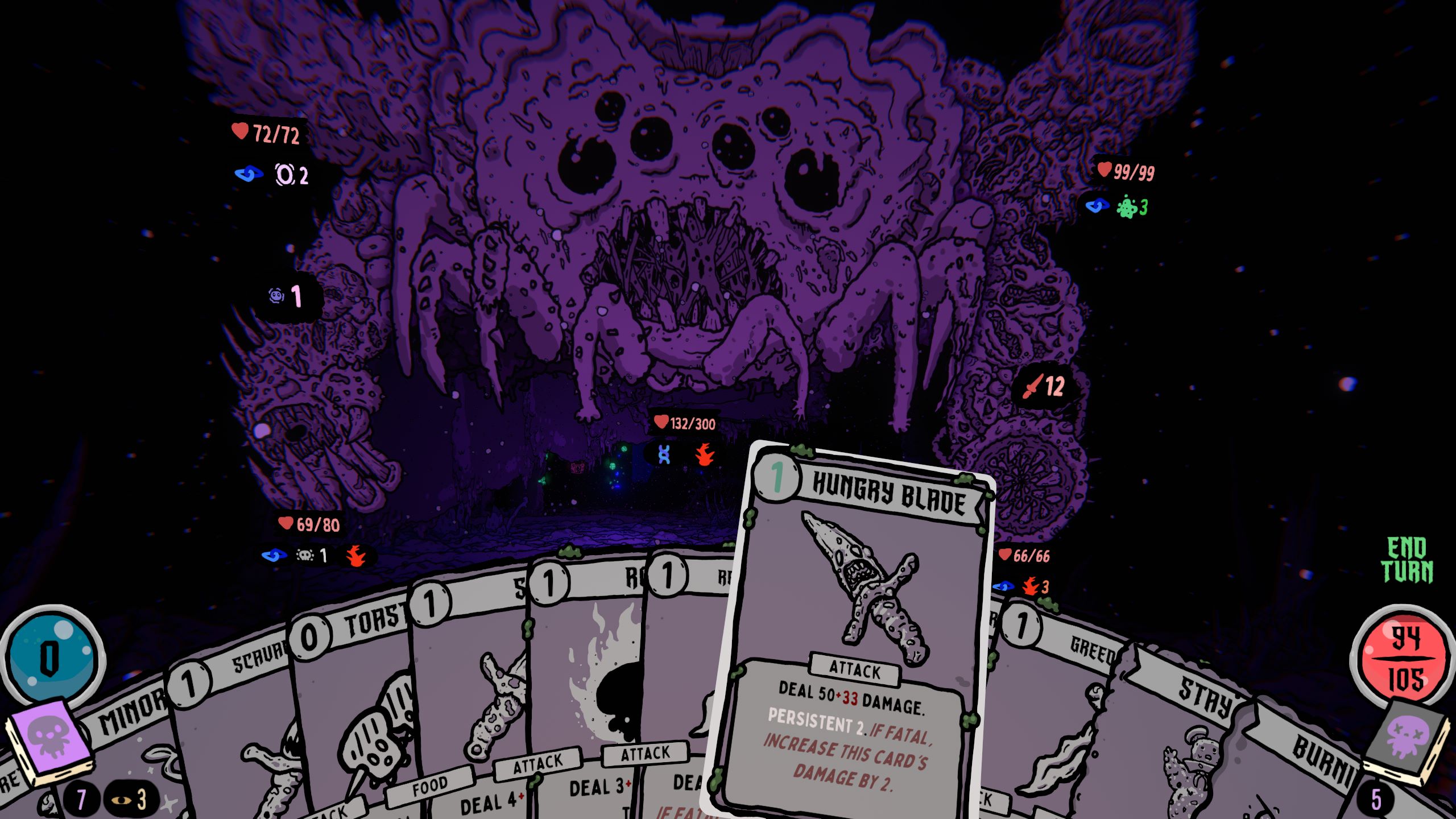 In Shroom and Gloom, you can get new cards to add to your deck through many different avenues. You can also buff your cards many different ways to help lengthen your run.