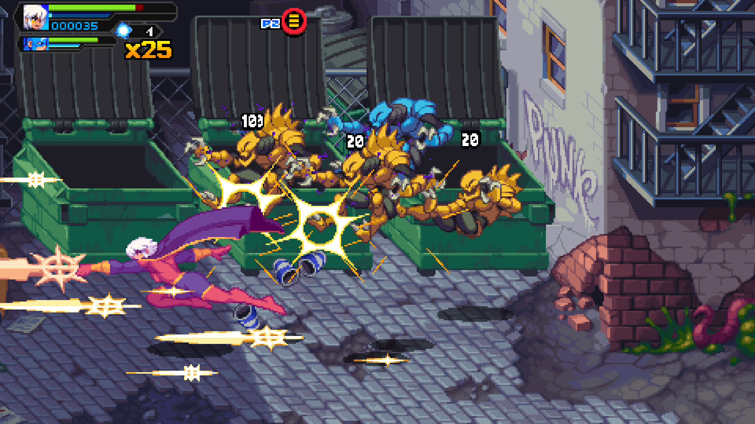 Martyr using her special attack in MARVEL Cosmic Invasion, which is capable of hitting enemies multiple times.