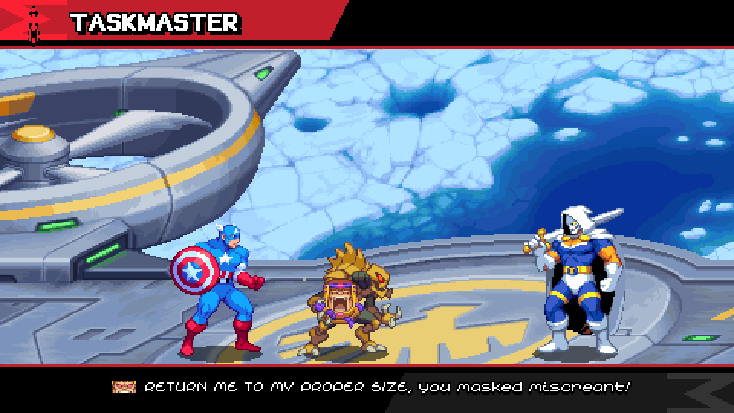Taskmaster is the second boss faced in the MARVEL Cosmic Invasion demo.