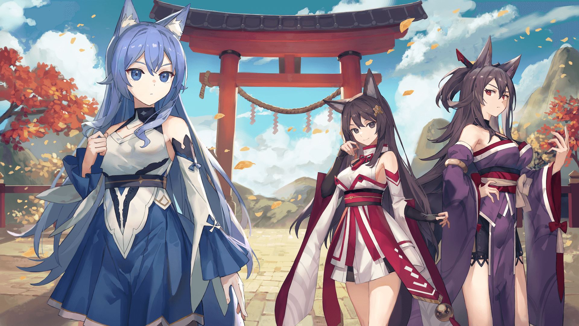 Keyart that shows off 3 of the important characters in Nezori.