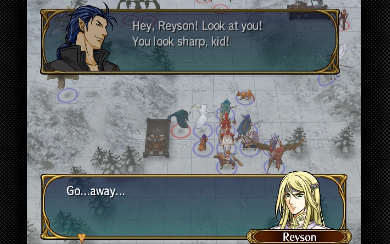 Reyson and Naesala meet in Chapter 19 of Fire Emblem: Path of Radiance. The bird laguz would be a big problem to handle, otherwise.