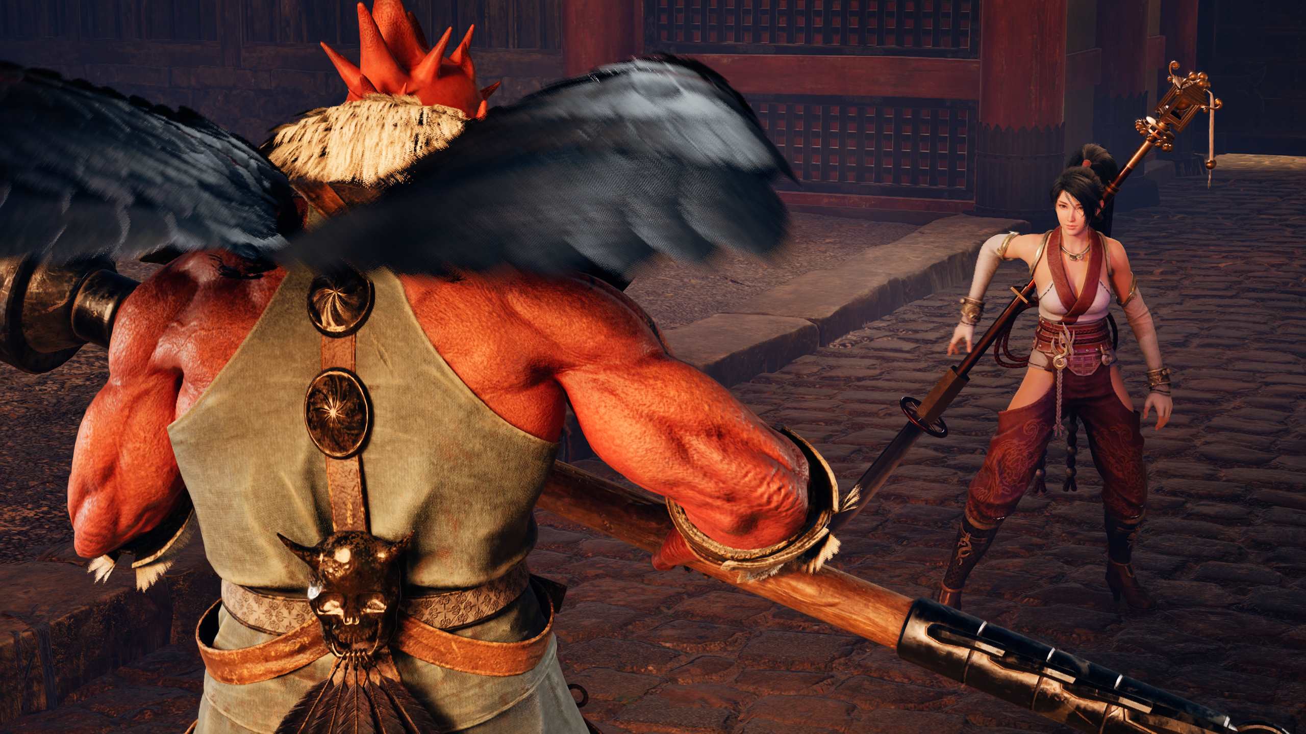 Momiji has to take on two enemies in a boss fight in order to save Sanji in Ninja Gaiden 2 Black.