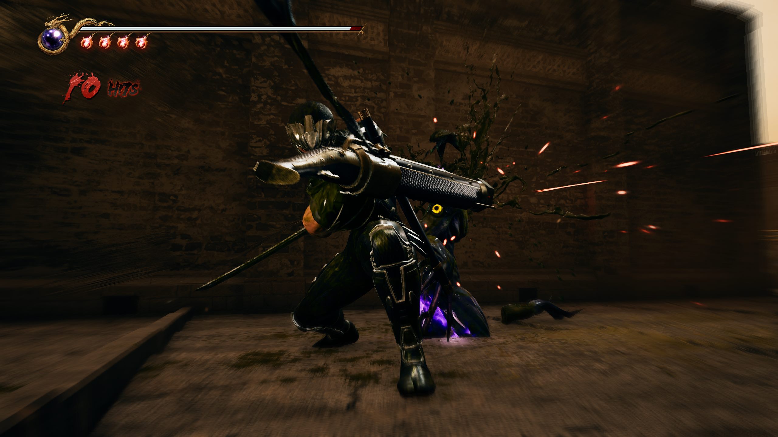 Ryu slicing through one of the enemies that appears in the Roman levels