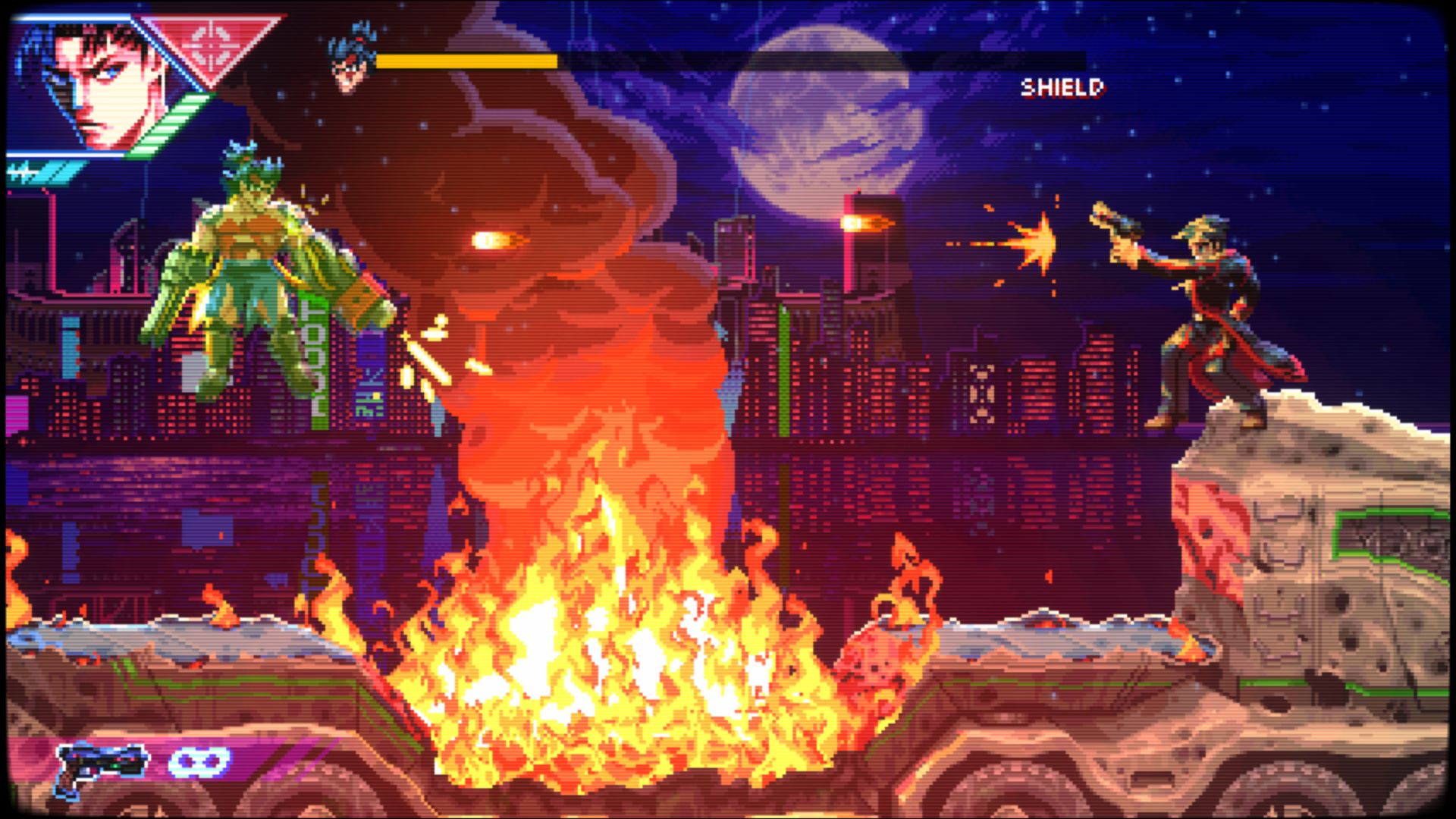 Bosses in Neon Inferno can have weird environments that serve as additional obstacles in the fight. They’re pretty annoying to deal with at their worst.