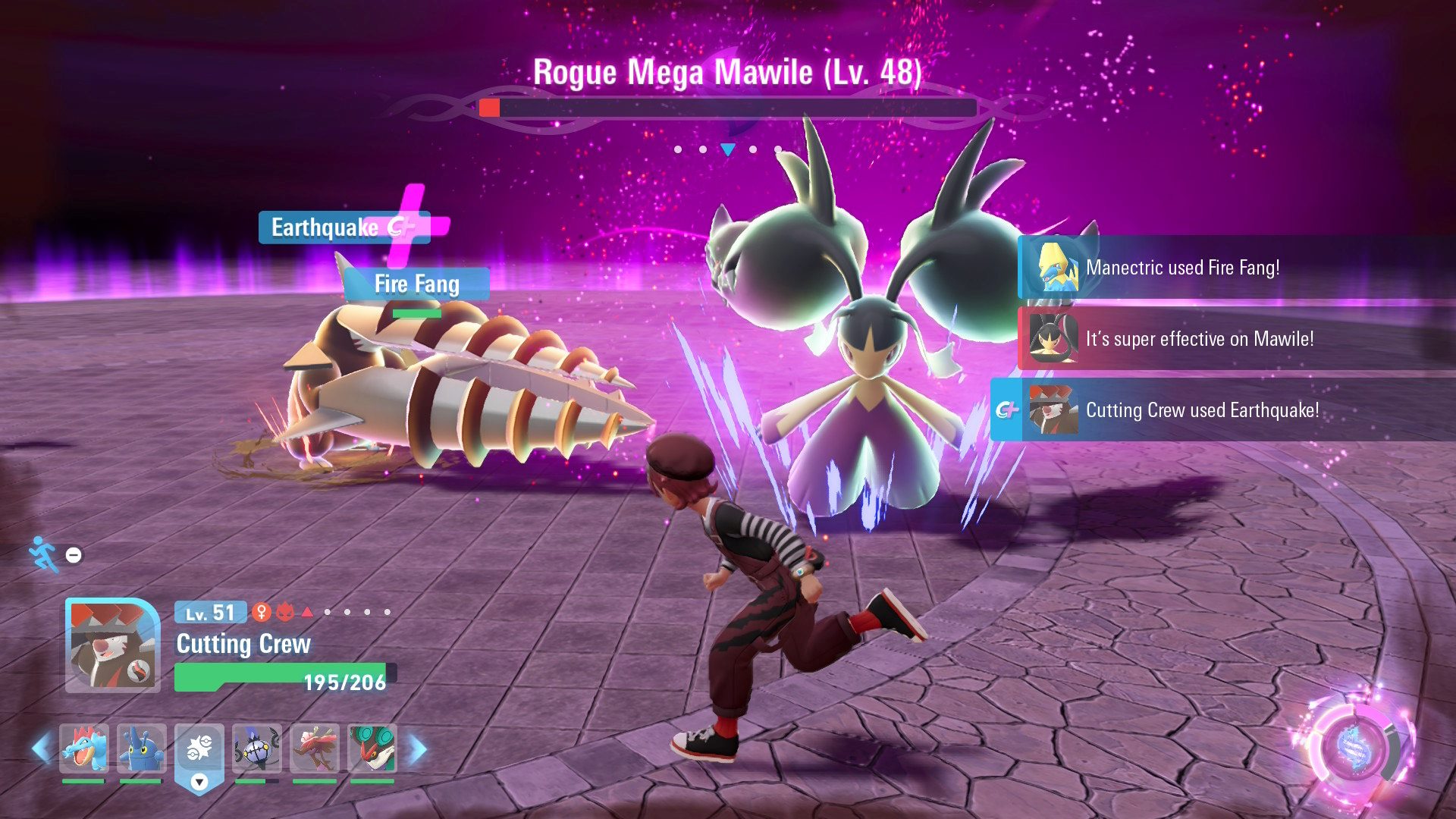 Rogue Mega Pokémon will chase you in their battles. Dodging attacks is just as important as commanding your Pokémon to attack.
