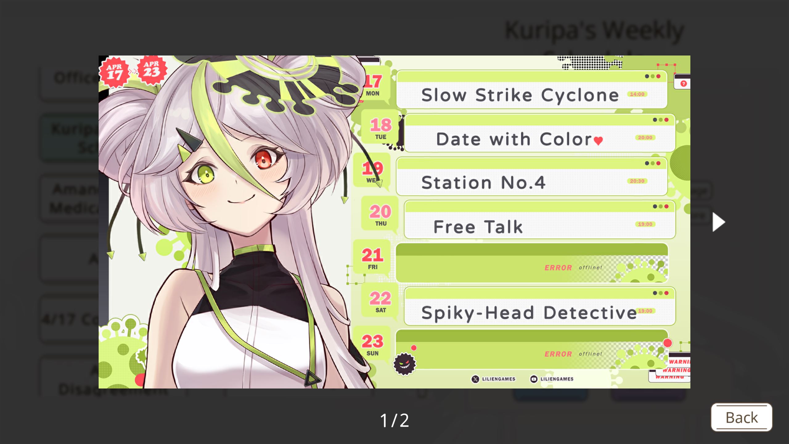 Kuripa’s stream dates in The Real Face of a VTuber.