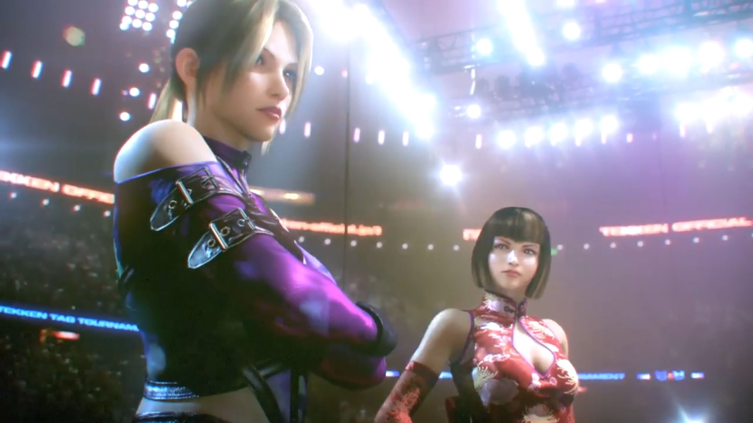 Anna and Nina Williams fighting next to each other in the intro of Tekken Tag Tournament 2.